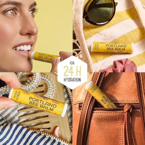 All Natural Handmade Beeswax Lip Balm with Organic Coconut & Olive Oil - Yuzu Citrus - 9 Pack