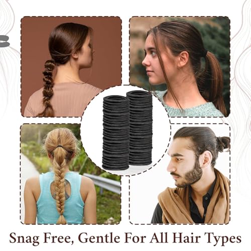 500 Pack Elastic Black Hair Ties – Gentle, Snag-Free, Durable 4mm Hair Bands for All Hair Types