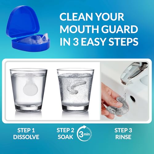 Mouth Guard for Teeth Grinding Night Sleep - Custom Fit Clenching Protector with 12 Cleaning Tablets - Variation 4