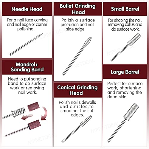 MPNETDEAL Electric Nail Drill Efile Professional Nail Drill Machine 30000RPM Tools for Acrylics Nails Natural Nails with Foot Pedal Ideal for Gel Nail at Home use or Nail Salon (Pink)