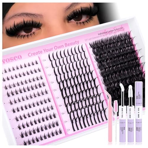 wiwoseo Spiky Lash Clusters with Bottom Lashes Clusters Kit Volume Lash Spikes Cluster Eyelash Extensions Kit Mink Eyelash Clusters Spiky Cluster Lashes Clusters with Bond and Seal(Bottom+Spikes+100D)
