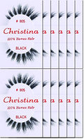 Christina Eyelashes 805 12 Pack Natural Black Strip Lashes - High Quality Human Hair