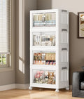 White 35 QT Stackable Storage Bins with Lids - 4 Tier Collapsible Plastic Closet Organizer