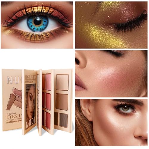 43-Color Makeup Palette with Eyeshadow, Highlighter, Blush & Contour - Book-Style Portable Set