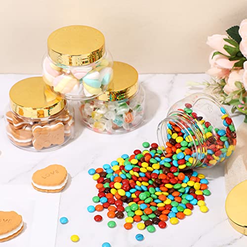 Mumufy 36 pcs 8 oz Clear & Gold Plastic Cosmetic Jars with Lids, Pack of 36