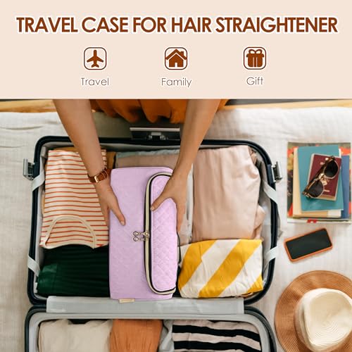 Yarwo Travel Carrying Case Compatible with Dyson Hair Airstrait Straightener and Attachments, Portable Storage Bag for Flat Curling Iron and Hair Tools Accessories, Pink (Patent Pending)
