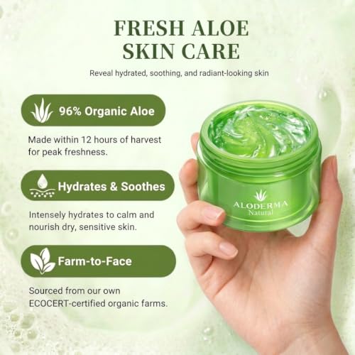 Aloe Vera Gel 96% Pure Organic Multipurpose Face Body Hair Moisturizer 3 Pack - Variation of THIS listing