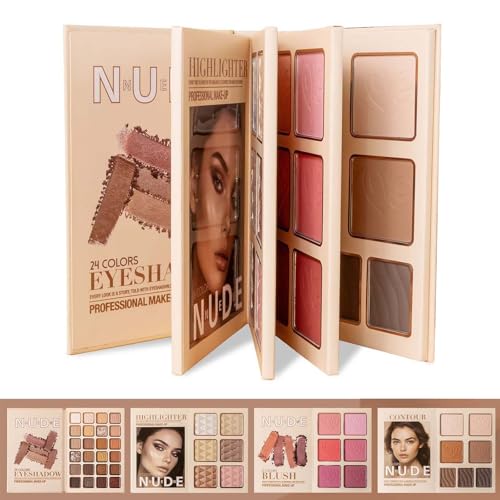 43-Color Makeup Palette with Eyeshadow, Highlighter, Blush & Contour - Book-Style Portable Set