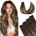 GOO GOO Invisi Edge Hair Extensions Balayage Chocolate Brown to Caramel Blonde 18 Inch 20 Pcs