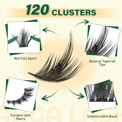 KEYYOU LASH California Sunset Manga Lash Clusters Kit 8-18mm Eyelash Clusters Kit DIY Lash Extension Natural Fairy Cluster Lashes with Lash Bond Seal Remover Applicator Soft Thin Band (Upgraded MG01)