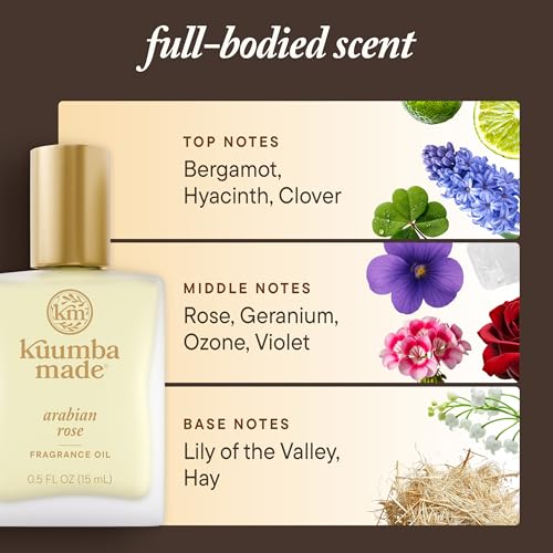 Kuumba Made Arabian Rose Fragrance Oil, Long-Lasting Small-Batch Perfume Roller, Vegan, Alcohol-Free, 0.5 oz