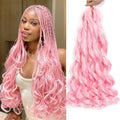 Suyiapiy Pink 18 Inch French Curl Braiding Hair 8 Packs for Crochet & Styles