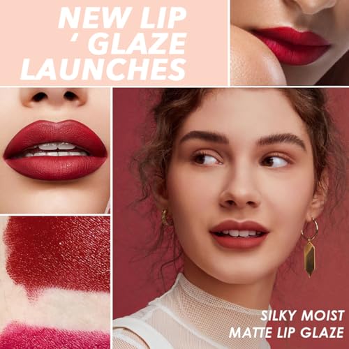 4 Colors Matte Lipstick Mini Little Tube Lip Stain, Velvet Lipstick Set, Red Moisturizer Smooth Lip Stick, Long Lasting 24 Hours Non-Sticky