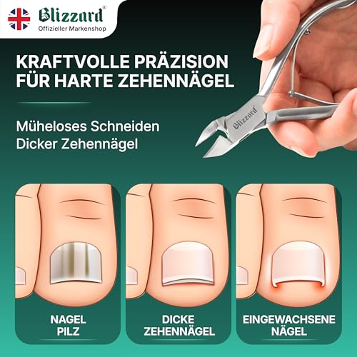 Blizzard Heavy Duty Toe Nail Clippers with Moon Head - 14cm for Thick Nails, Ingrown & Hard Toenails - German Steel Podiatry Tool, Smooth Handles