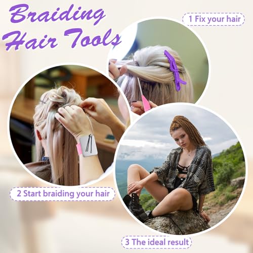 Juexica 19 Pcs Braid Hair Extension Stand Organizer Set, 6-Tier, Purple Mixed Color