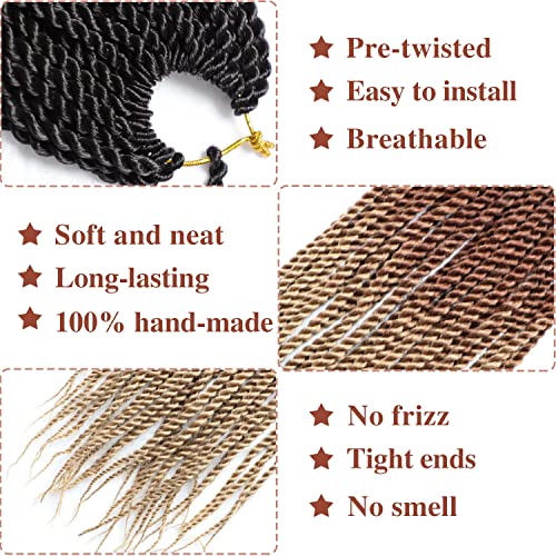 Senegalese Twist Crochet Hair - 18 Inch Pre-Looped Braids - 1B/30/27 - 20 Strands/Pack, 9 Packs