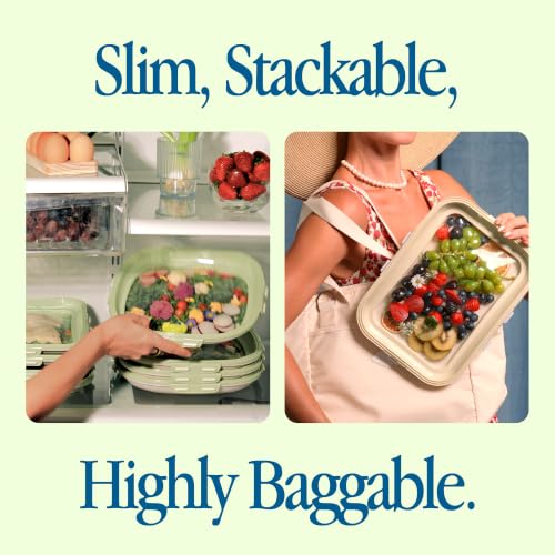 Crudités Portable Snack Tray 4-Pack - Rectangle Cream White, Stackable & Lightweight