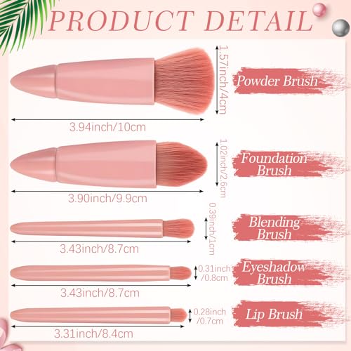 Travel Makeup Brush Set with Mirror - Pink 12-Piece Bridal & Bridesmaid Gift