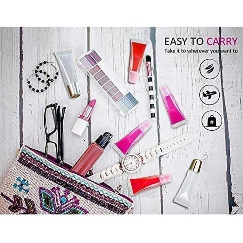 100 PACK 10ml Lip Gloss Tubes with 50 x Pink Caps + 50 x White Caps
