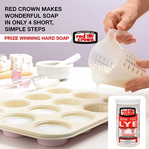 Red Crown Food-Grade Lye for Soap Making & Cleaning, 4 Pack 2.2 lbs