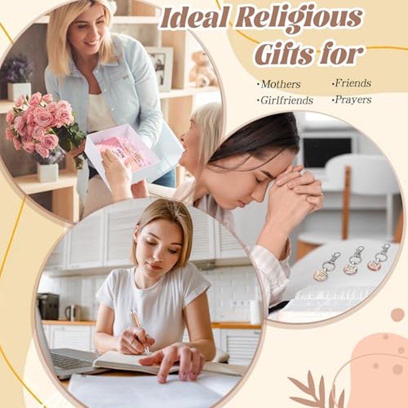 36 Pcs Christian Gifts for Women Bulk Christian Makeup Bags Religious Keychain Bible Verse Pens Inspirational Cosmetic Bag Pencil Pouch Boho Gifts for Christmas Church Charity Supplies