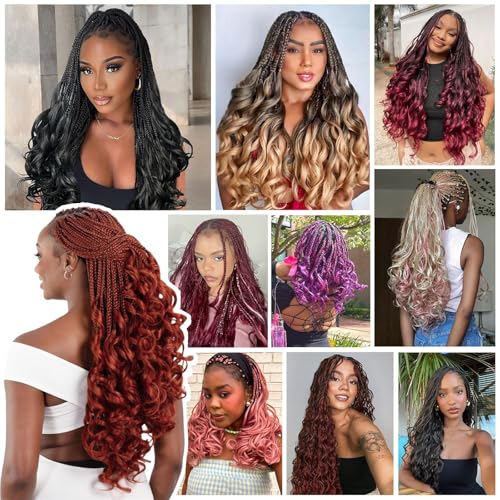 Suyiapiy Pink 18 Inch French Curl Braiding Hair 8 Packs for Crochet & Styles