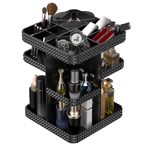 Famitree 360° Rotating Large Capacity Makeup Organizer - Black