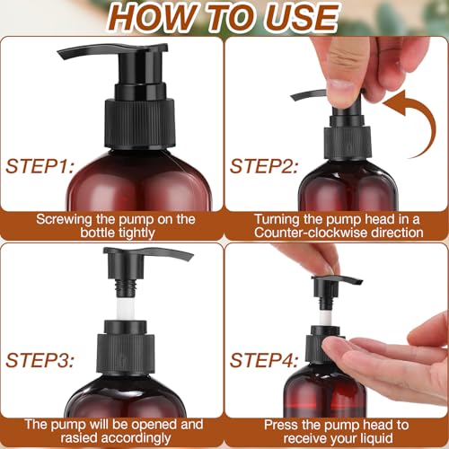 48-Pack 8oz Amber Pump Bottles Dispenser for Liquids & Lotions – Variation of 72
