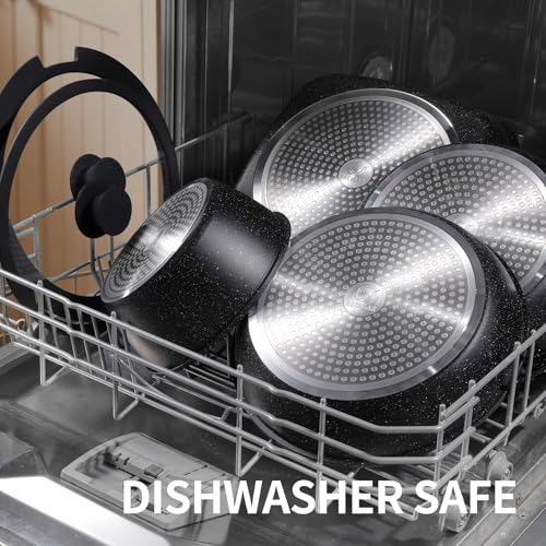 Black 24-Piece Ceramic Cookware Set with Detachable Handles - Nonstick, Induction Safe