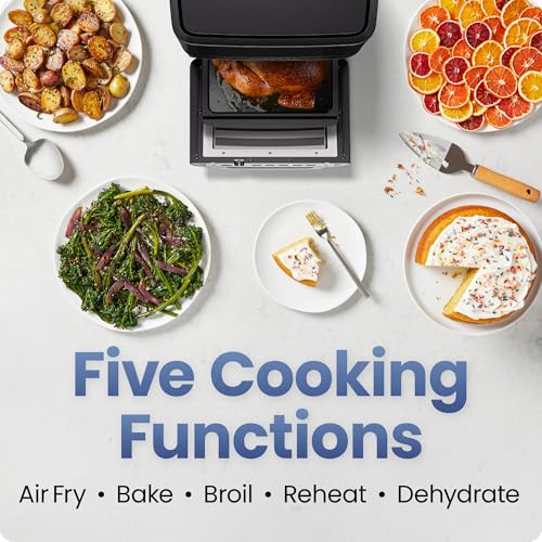 14 Quart Black Air Fryer Oven with Rotisserie & Dehydrator - 6-in-1 Multifunctional Cooker