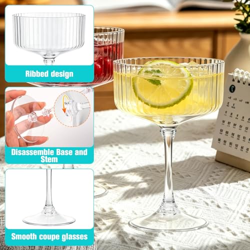 100 Pcs Disposable Plastic Martini Glasses 10oz Ribbed Shatterproof Set - AstrivixDD