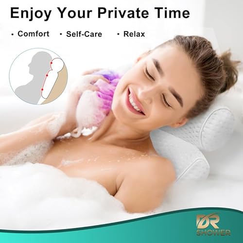 Bath Pillow for Bathtub Support Neck,Head and Back with Non-Slip Suction Cups and Comfortabl 4D AirenMesh Bathtub Pillow for Women & Men