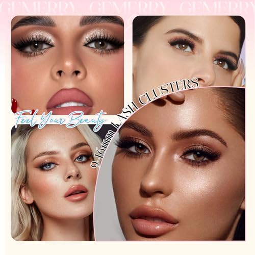 GEMERRY Lash Clusters 30D 40D 50D 60D 80D 100D Eyelashes Clusters Extensions 8-16mm Individual Lashes D Curl Fluffy Wispy False Eyelashes Cluster Lashe DIY Cluster for Beginners