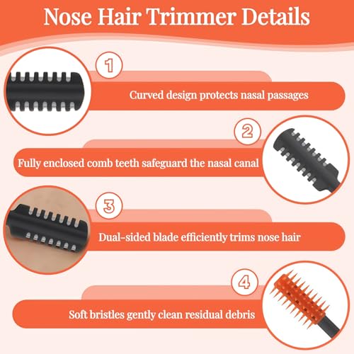 2026 Upgraded 2-in-1 Nasal Hair Cutter, 360¡Æ Rotating Double-Sided Blade, Washable Portable Grooming Tool for Men & Women, Travel Essential, 6-Pack (Multi-Color)