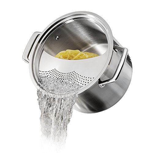 8 Quart Stainless Steel Pasta Pot with Lock & Drain Strainer