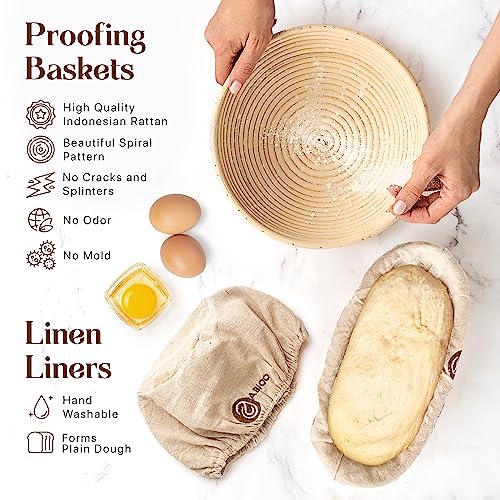 Sourdough Starter Kit 24-Piece Set with Banneton Baskets & Jar - Beginner Baking Supplies