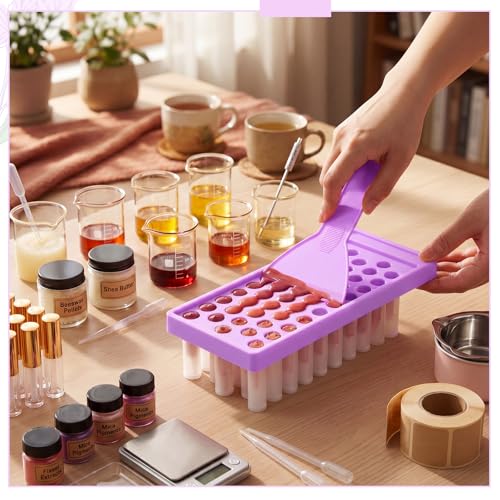 White & Clear 5g Lip Balm Tubes Kit with Filling Trays & Spatulas - DIY Lipstick & Perfume Containers