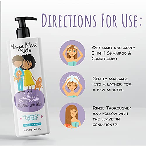 Kids Curly Hair Set with 2-in-1 Shampoo & Conditioner and Leave-In Coconut Scent