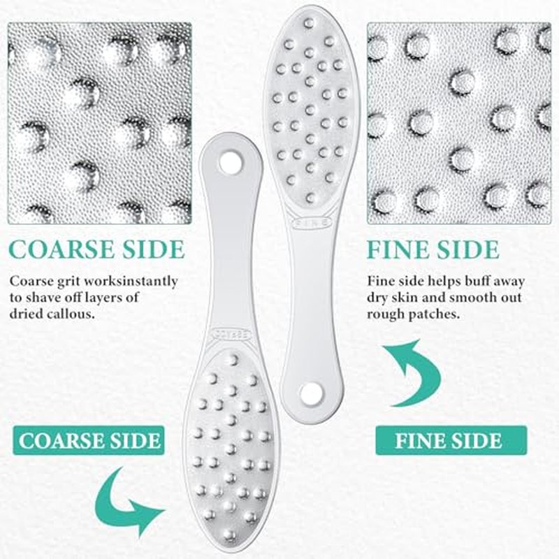 4 Pcs Stainless Steel Foot Scraper Metal Foot File Double Sided File Callus Remover Professional Feet Rasp Scrubber for Wet or Dry Skin Easy to Clean Pedicure Tool Heel