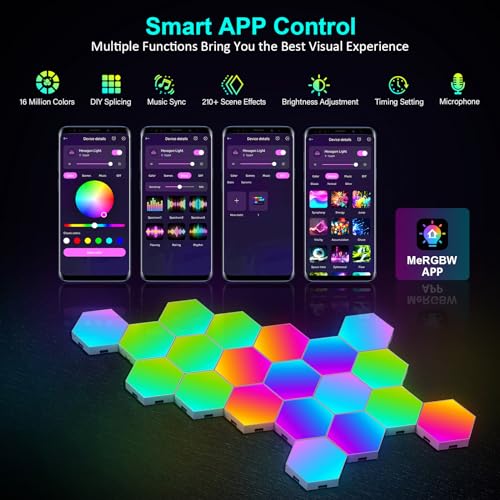 20-Pack Hexagon RGB Light Panels - Smart App & Remote Gaming Wall Lights
