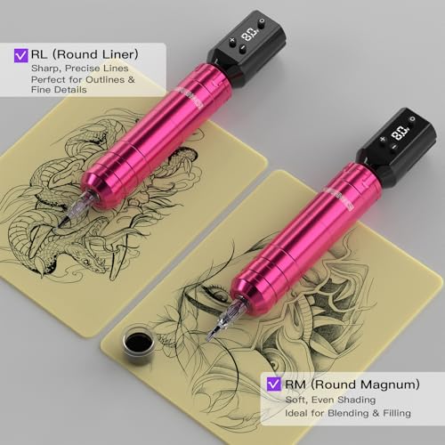 Pink Wireless Tattoo Kit for Beginners - Rechargeable Power Supplies & Complete Set - Variation: Pink2