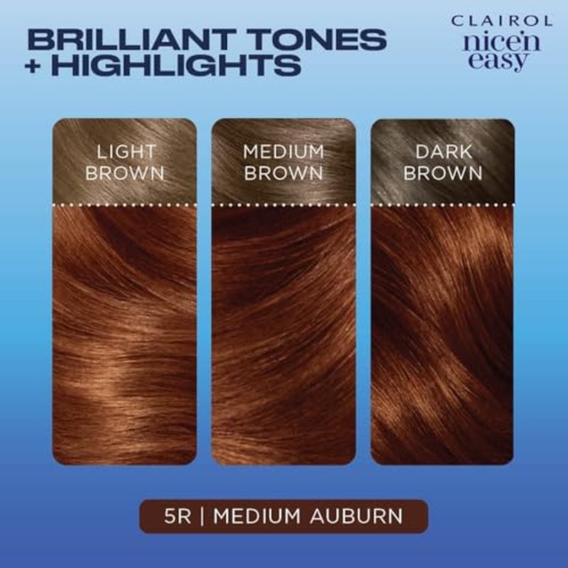 Clairol Nice'n Easy Permanent Hair Dye, 5R Medium Auburn Hair Color, Pack of 3