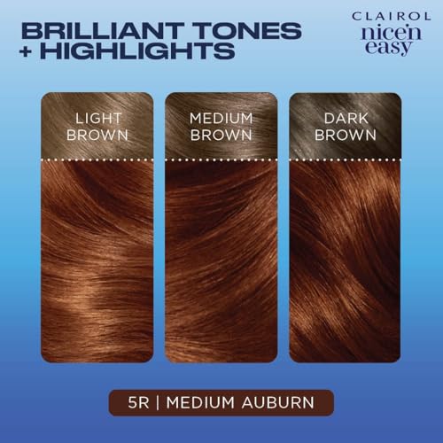 Clairol Nice'n Easy Permanent Hair Dye, 5R Medium Auburn Hair Color, Pack of 1