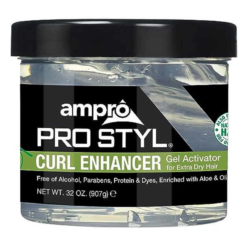 AmPro Pro Styl Curl Enhancer - Gel Activator with Olive Oil to Moisturize and Define Coils and Waves - Helps Protect and Hydrate Hair Shaft - Tames and Adds Shine to Tresses - Extra - 32 oz