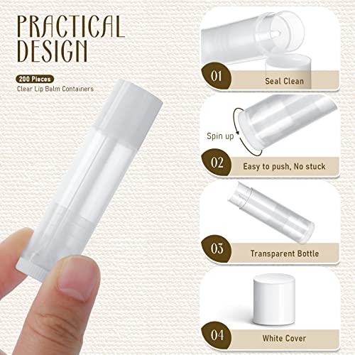 DIY Lip Balm Tubes with Caps - 200 Clear & White Empty Lipstick Containers