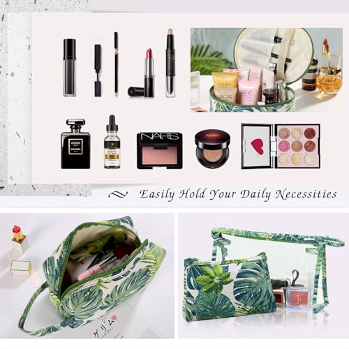 Makeup Bag 4 Pcs Cosmetic Bag Set Portable Travel Cosmetic Bag Multifunction Organizer Storage Bag Toiletry Bag forWomen and Girls (GREEN2)