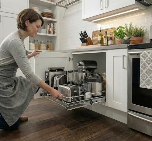 HOLDN’ STORAGE 26"W x 21"D Pull Out Cabinet Organizer for Kitchen Cabinets