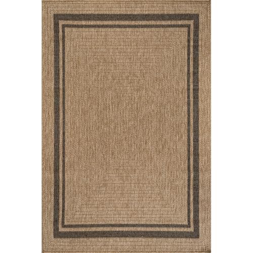 Bordered Natural Black 5x7 Indoor Outdoor Rug - Washable Durable Area Carpet