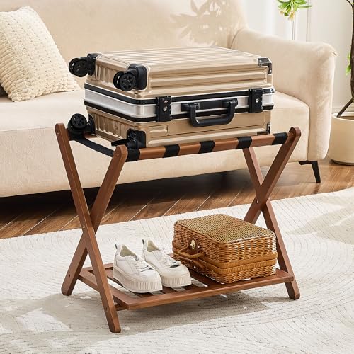 Oakvivo Walnut Fully Assembled Luggage Rack for Guest Room - 1 Pcs