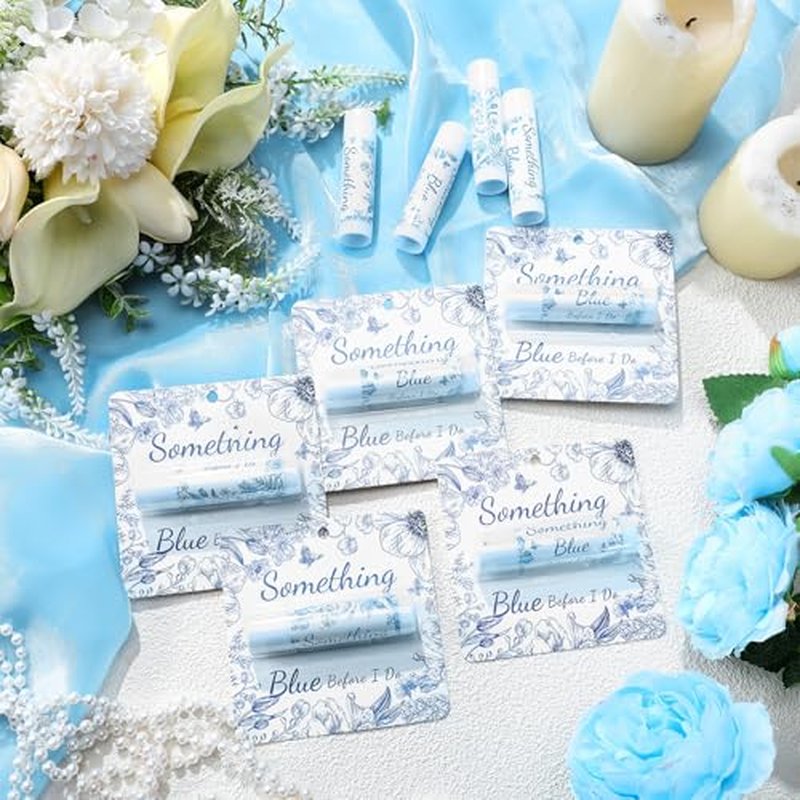 48 Pcs Something Blue Before I Do Gifts for Guests Something Blue Lip Balm Floral Wedding Party Favors Bridal Shower Travel Size Lip Balm Party Supplies for Bridesmaid Bachelorette Souvenirs